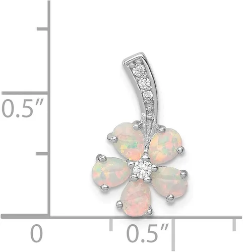Vista 2 de Colgante de plata de ley 925 con diseño de flor de ópalo de 0.748in