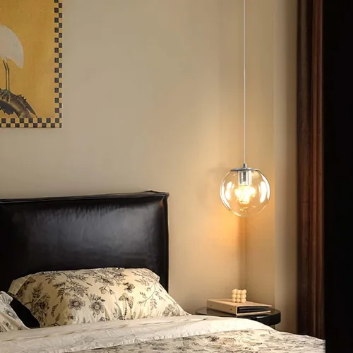 Vista 32 de ykolupty Lámpara colgante negra de 1 luz moderna de globo de vidrio gris ahumado, luces colgantes para isla de cocina, luces colgantes ajustables