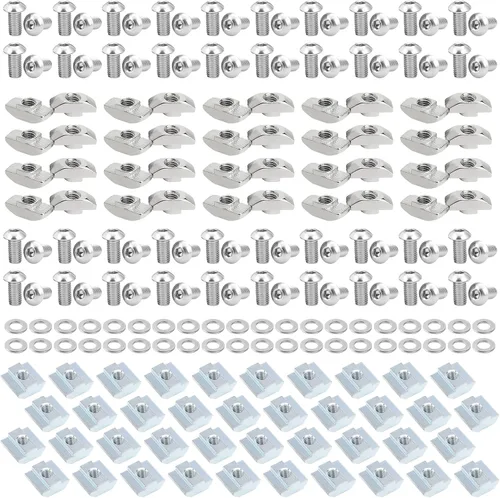Vista 10 de Kit de 240 tornillos de tuercas en T M5 para extrusión de aluminio de la serie 2020, kit de tuercas de tornillo de ranura de 0.236 in, 120 tornillos