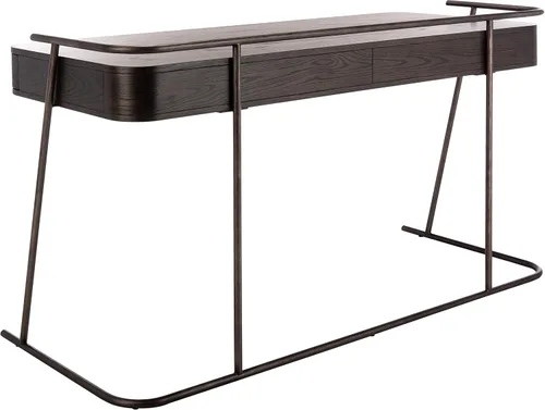 Vista 6 de SAFAVIEH Couture Home Collection Ferrell - Escritorio moderno con 2 cajones de nogal oscuro