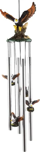 Vista 2 de Ebros Gift Colorido águila calva americana extendiendo sus alas resonante carillón de viento relajante Patio Jardín Decoración de aves silvestres