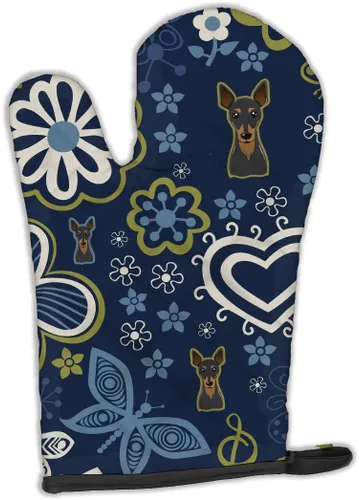 Vista 74 de Caroline's Treasures BB5095OVMT - Manopla de horno con diseño de flores azules afganas, resistente al calor, grueso para sartenes calientes y horno