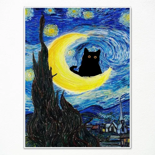 Vista 21 de XMJJQQ Lienzo enmarcado negro de Vincent Van Gogh, arte para pared, impresiones famosas, pintura para dormitorio en Arles, divertido póster estético