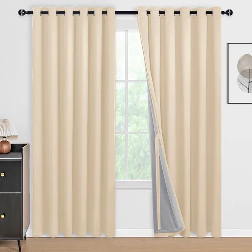 Vista 65 de DWCN - Cortinas 100% opacas para dormitorio con forro negro, cortinas de ventana de doble capa con aislamiento térmico que oscurecen toda la Azul