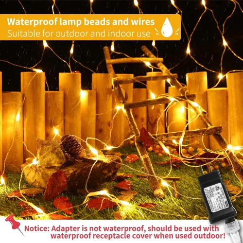 Vista 3 de LYHOPE - 360 luces LED de red de Navidad, de 12 x 5 pies, con 8 modos de iluminación, de bajo voltaje, luces decorativas de malla para árboles