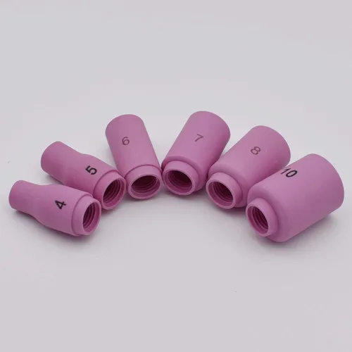Vista 4 de Boquilla de taza de cerámica de alúmina 12PCS 13N08 13N09 13N10 13N11 13N12 13N13 (4-5-6-7-8-10) para antorcha de soldadura TIG 9,20 y 25, morado