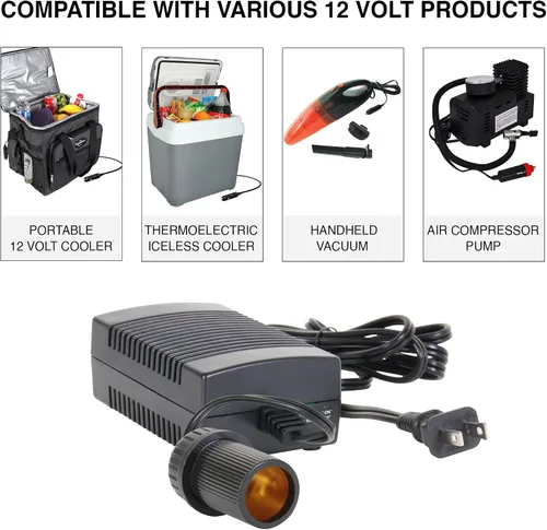 Vista 5 de Koolatron Adaptador de corriente de 110 V CA a 12 V CC con disyuntor, convertidor de alimentación de CA a CC, fuente de alimentación de 12 V 5 A