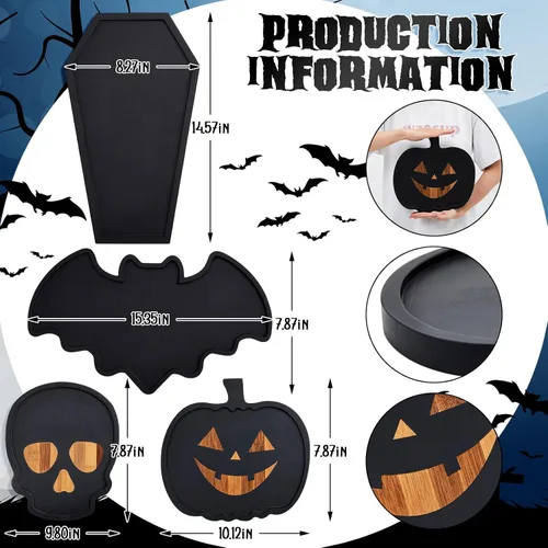 Vista 2 de Liliful Tablas de madera de calabaza de Halloween, tabla de queso de bambú, plato de charcutería y bandeja para servir para fiestas, bandeja