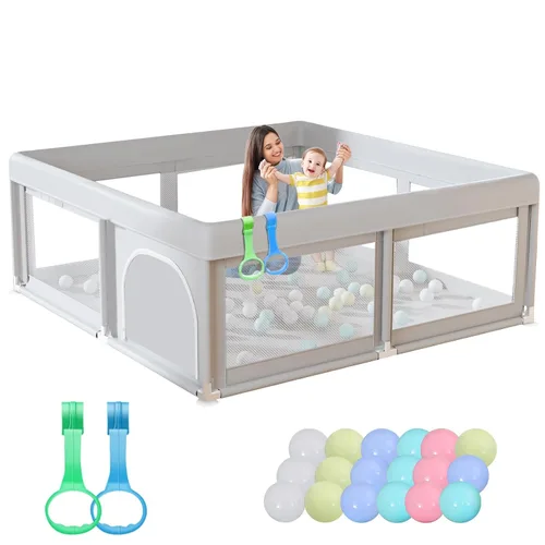 Vista 20 de Hiaksedt Corralito, cerca para bebés y niños pequeños, para interiores y exteriores, con malla transpirable anticaídas (color rosa) Estructura