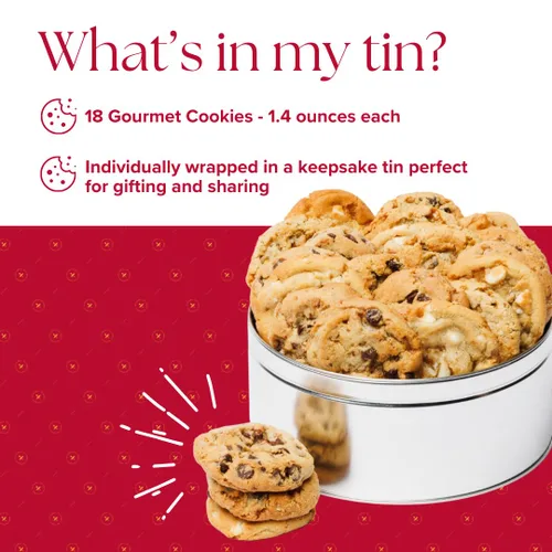Vista 3 de Galletas Christie, galletas gourmet "Warm Hugs", 18 galletas en lata plateada