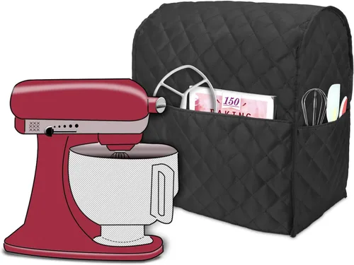 Vista 9 de Funda protectora Luxja compatible con batidora de pie de 4.5 y 5 cuartos de galón, funda de tela con bolsillos para batidora de pie y accesorios