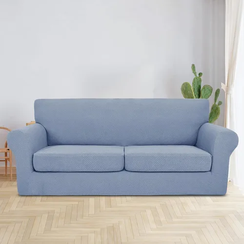 Vista 2 de JIVINER Fundas de sofá de 3 piezas para sofá de 2 cojines, funda elástica para sofá con 2 fundas de cojín de asiento extra grandes, fundas de sofá
