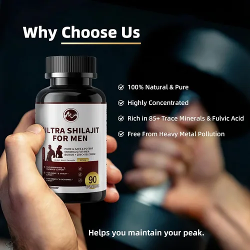 Vista 5 de Shilajit para hombres, refuerzo de prueba 10 en 1 para hombres – Potenciador de resistencia, vitalidad y fuerza, suplemento de mejora masculina