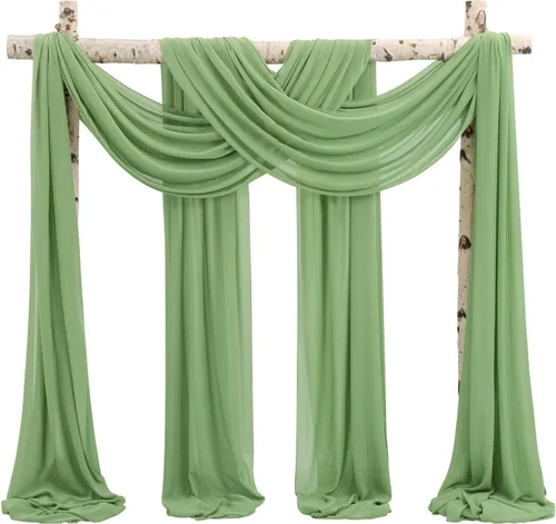Vista 29 de Tela para Cubrir Arco de Boda, 4 Paneles 71 cm x 6,1 m Telas para Arco de Boda Azul Bebé para Ceremonia, Telas de Gasa para Decoración de Arco