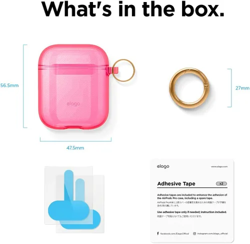 Vista 8 de Elago - Funda con llavero para audífonos AirPods 1 y 2 de Apple Rosado neón