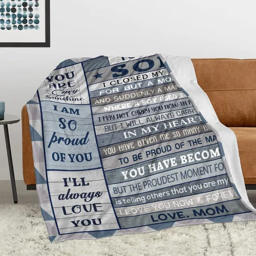 Vista 4 de Regalos para Hijo Manta 50" x 40", Regalos para Hijo de Mamá Papá, Regalo de Cumpleaños para Hijos, Regalo de Cumpleaños para Hijos, Regalo de Hijo