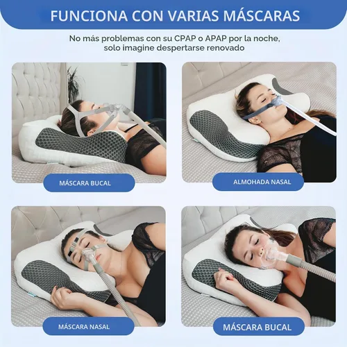 Vista 2 de Almohada CPAP Elviros HSA/FSA para dormir de lado y boca abajo Blanco