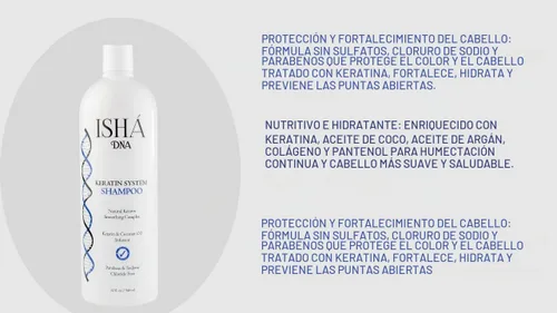 Vista 3 de Champú con sistema de tratamiento de queratina, sin sulfatos ni parabenos, aceite de coco infundido para todo tipo de cabello (16 onzas líquidas)