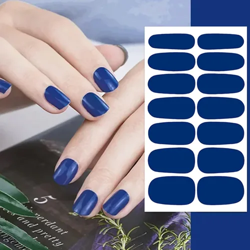 Vista 4 de 20 hojas de 280 piezas de tiras de esmalte de uñas azules para mujeres y niñas, calcomanías de uñas completas, calcomanías de esmalte de uñas