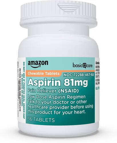 Vista 6 de Amazon Basic Care Comprimidos masticables de aspirina de dosis baja 81 mg, analgésico, sabor naranja, 36
