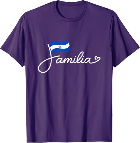Vista 64 de El Salvador Familia - Camiseta con texto en inglés "La Familia de la Bandera Salvadoreña