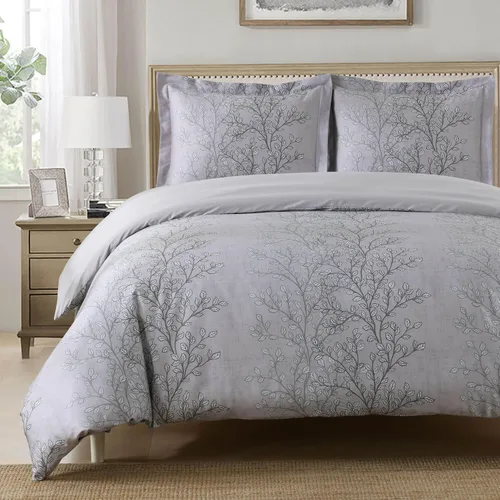 Vista 19 de Royal Hotel Bedding Agnes - Juego de funda de edredón floral de 3 piezas, tamaño King/Cal-King, 100% algodón, 300 hilos de algodón