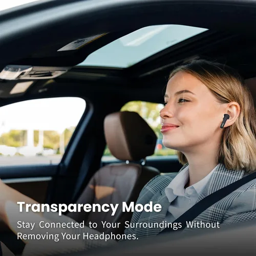 Vista 5 de MOOR Auriculares inalámbricos Bluetooth, auriculares con cancelación de ruido con graves profundos, ANC híbrido, modo de transparencia, IPX5