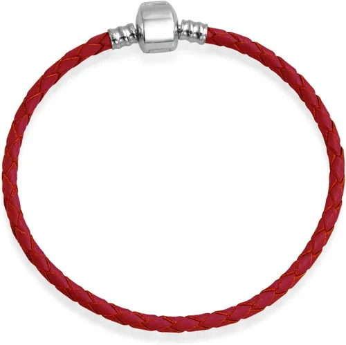 Vista 2 de Intertwine - Pulsera de cuero con símbolo de trébol infinito, azul, marrón, morado, rosa, blanco, para abalorios, plata de ley .925, cierre