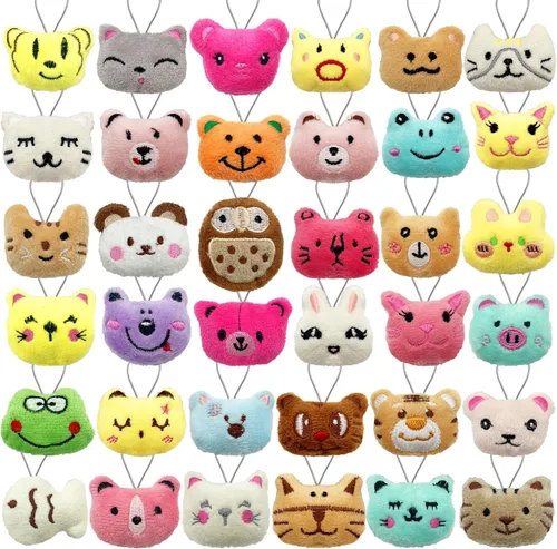 Vista 7 de XIPEGPA 36 llaveros pequeños de animales de peluche para bolsas de regalos, regalos de fiesta, premios de aula y relleno de cesta de Pascua
