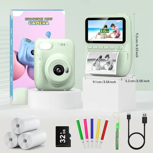 Vista 7 de Cámara para Niños Impresión Instantánea Regalos de Cumpleaños y Graduación para Niños de 3, 4, 5, 6, 7, 8, 9 años Cámara Digital Portátil