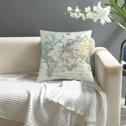 Vista 7 de Funda de almohada decorativa colorida con mapa del mundo para sofá, cama, hogar, 18 x 18 pulgadas