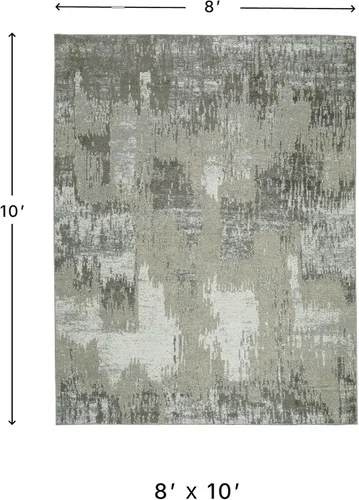 Vista 3 de Signature Design by Ashley Arriston - Alfombra contemporánea lavable a máquina, 8 x 10 pies, gris claro y crema