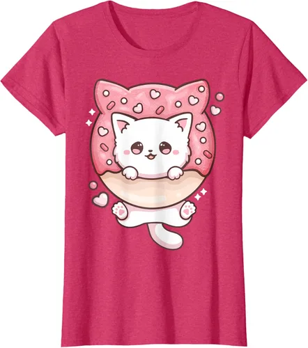 Vista 7 de Camiseta Kawaii Cat Donut Anime Lover Otaku, Negro
