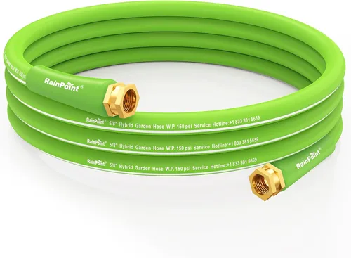 Vista 10 de RAINPOINT Leader - Manguera de jardín de 5 pies, manguera de agua ligera con mango giratorio, flexible, resistente, goma híbrida, con accesorios