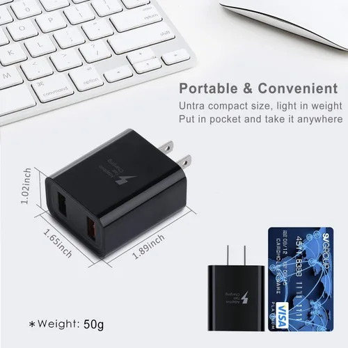 Vista 5 de Enchufe USB, cargador de pared USB doble, paquete de 4 unidades, 30 W, 2 puertos, bloque de carga rápida 3.0, bloque de carga 3.0, para iPhone 16