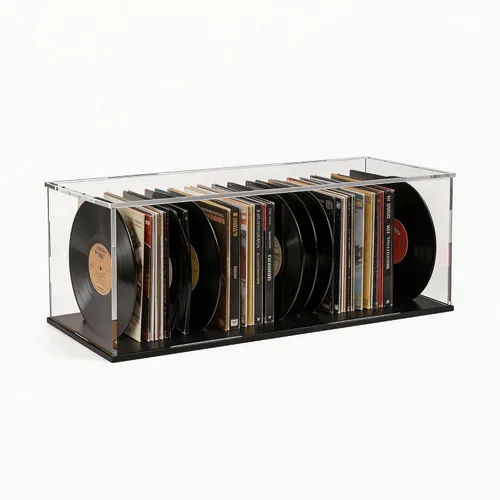 Vista 11 de SVENJBB vitrina acrílica, cajas de acrílico de cubo de 10 x 10 x 14 pulgadas para exhibición, vitrinas transparentes con base negra mate y tapa