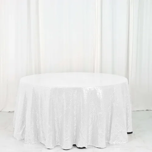 Vista 26 de Efavormart - Mantel redondo de lentejuelas brillantes de 120 pulgadas para banquetes de boda, fiesta, decoración del hogar