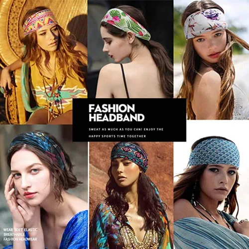 Vista 7 de GORTIN Diademas anchas bohemias para mujer, teñido anudado, banda gruesa antideslizante para el cabello, accesorios para el cabello, paquete de 3