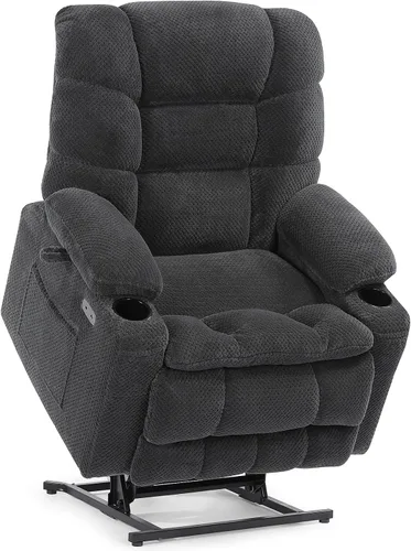 Vista 13 de EONIX Silla reclinable ancha para ancianos, silla elevadora de gran tamaño resistente de 400 libras con calor y masaje, reclinable elevador