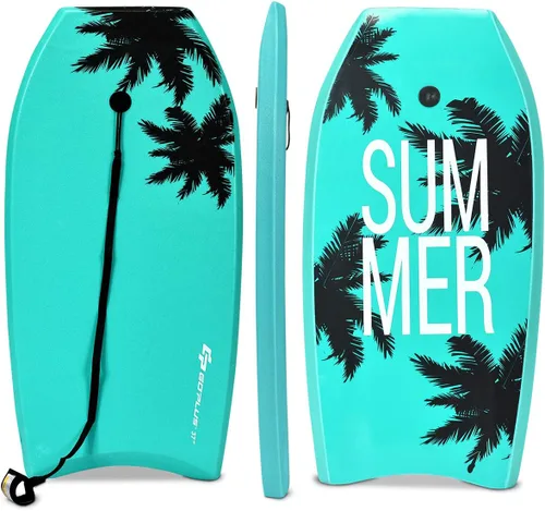 Vista 11 de Goplus Tabla de cuerpo ligera de 41/37/33 pulgadas para playa, tabla de surf con núcleo EPS, cubierta XPE, parte inferior lisa de HDPE, correa