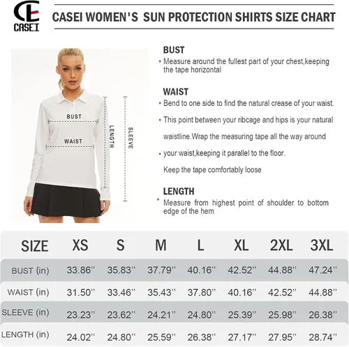 Vista 7 de Camisa polo de golf de manga larga para mujer, con protección solar UPF50+, absorbe la humedad, secado rápido