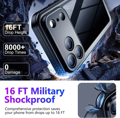 Vista 223 de Temdan - Funda impermeable diseñada para iPhone 12, protector de pantalla y cámara integrado IP68 bajo el agua, cuerpo completo, a prueba de caídas