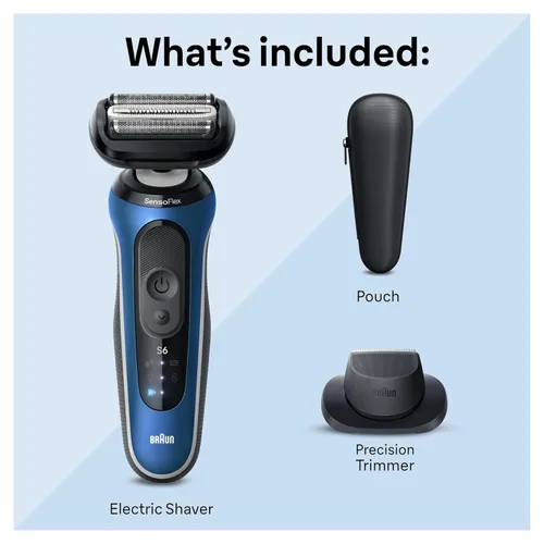 Vista 6 de Braun Maquinilla de afeitar eléctrica para hombre, serie 6 6120s, afeitado en húmedo y seco, modos de afeitado turbo y suave, con recortador