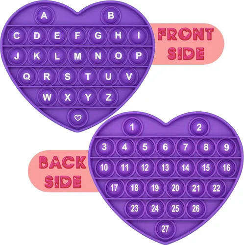 Vista 8 de PETBSNVB Juguete Fidget Pop Bubble de San Valentín en Forma de Corazón Rosa con Letras y Números, Regalo de Navidad Juguete Sensorial con Alfabetos