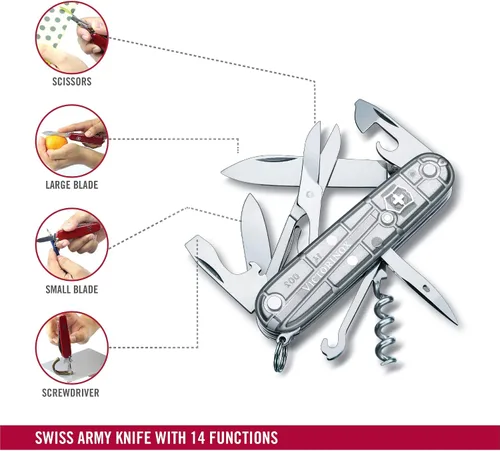 Vista 3 de Victorinox Climber Swiss Army Knife, 14 Function Swiss Made Pocket Knife with 2 Blades, Corkscrew and Screwdriver