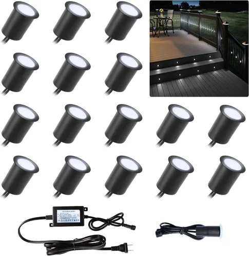 Vista 13 de Luces LED para terraza al aire libre con fotocélula blanca cálida Φ1.18 pulgadas, bajo voltaje, 12 V CC, IP67, impermeable, eléctrica, con cable