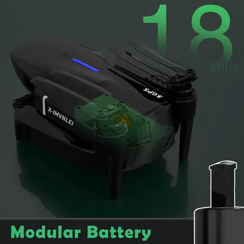 Vista 5 de X9 4K GPS Drone con cámara para adultos principiantes, cuadricóptero FPV RC plegable, posicionamiento de flujo óptico, retorno automático, sígueme