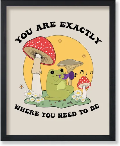 Vista 46 de Poster Master All That Is Meant To Be Poster - Retro Frog on Mushroom Print - Meditation Art - Motivational Design - Preppy Print - Trendy Decor