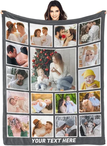 Vista 24 de envía al día siguiente, manta personalizada con texto en imagen, manta personalizada de foto, manta de franela personalizada, regalos personalizados