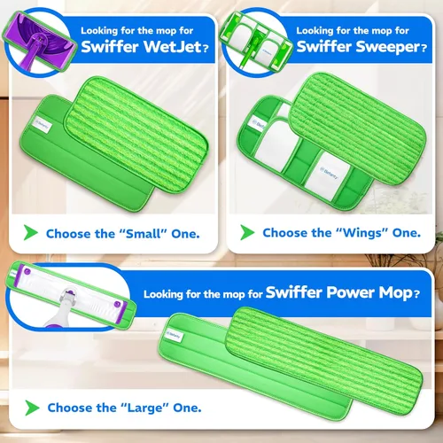 Vista 3 de Paquete de 2 almohadillas de microfibra reutilizables, compatibles con Swiffer Sweeper, paños lavables a máquina, repuestos para limpieza de todos